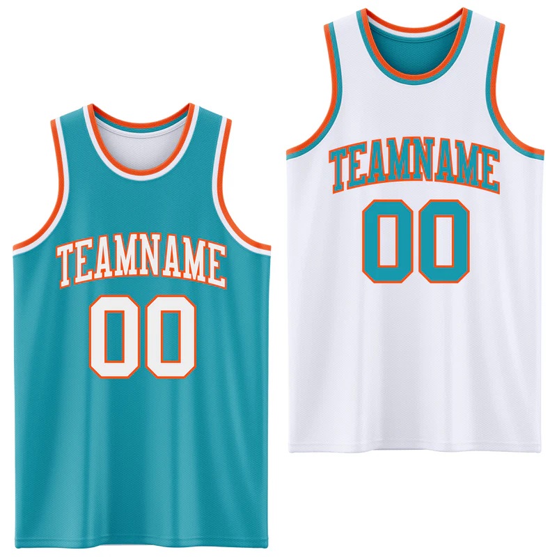 Custom Reversible Teal Gray-Navy Double Side Sublimation Basketball Suit Jersey