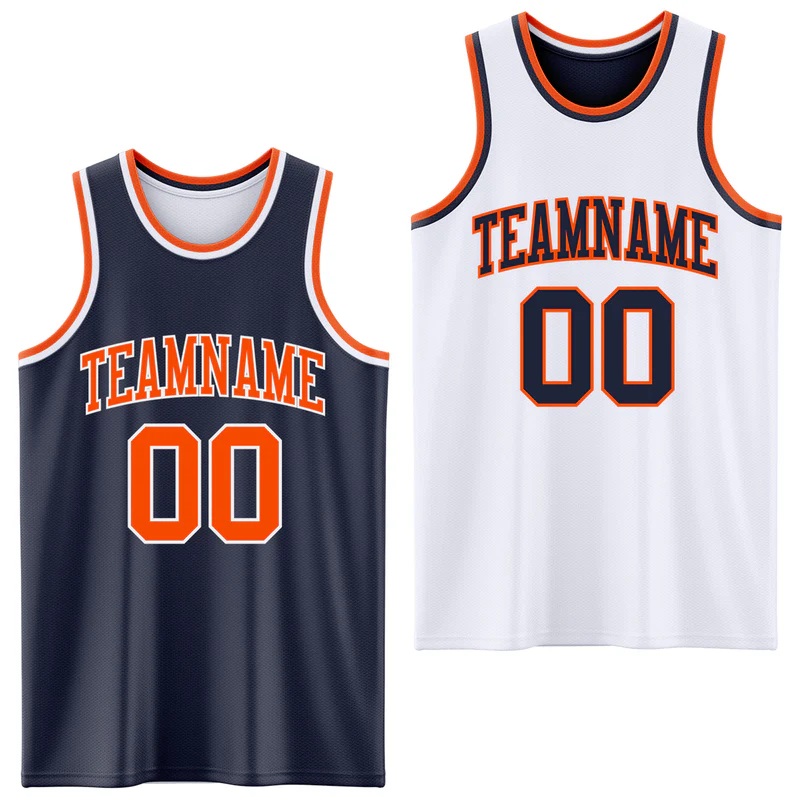 Custom Reversible Black Orange Double Side Sublimation Basketball Suit Jersey