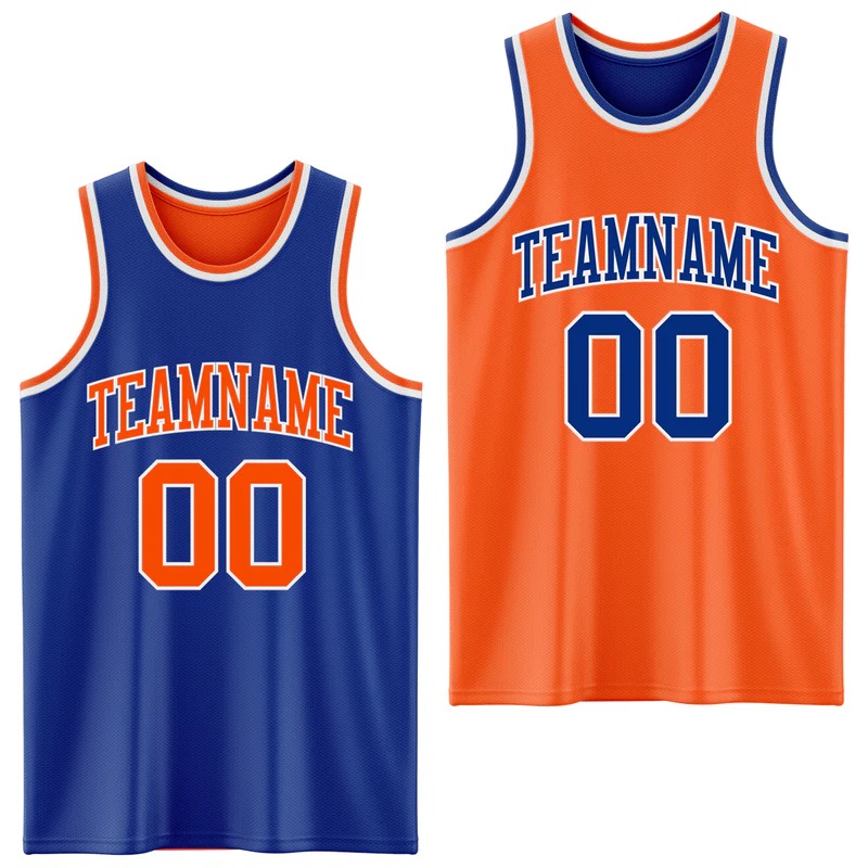 Custom Purple Orange-White Reversible Double Side Sublimation Basketball Suit Jersey